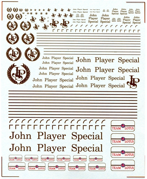 DMC Decals SP-090 John Player Special sponsordecals 1/24 - 1/32 - 1/43