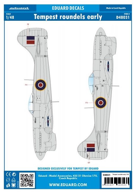 Eduard D48031 Hawker Tempest Early Roundels 1/48