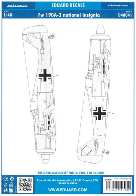 Eduard D48041 Focke Wulf Fw 190A-3 National Insignia 1/48