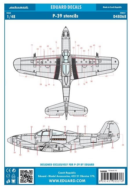Eduard D48068 Bell P-39 Stencils 1/48