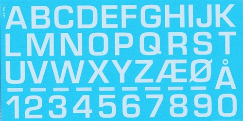 DMC Decals 27H RDAF bogstaver og tal - hvide decals, 16 mm høje