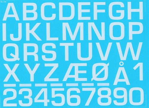 DMC Decals 39H RDAF bogstaver og tal - hvide decals, 24 mm høje