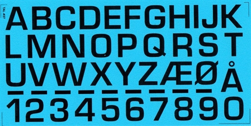 DMC Decals 27S RDAF bogstaver og tal - sorte decals, 16 mm høje