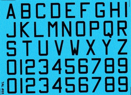 DMC Decals 03S RDAF bogstaver og tal - sorte decals, 10 mm høje