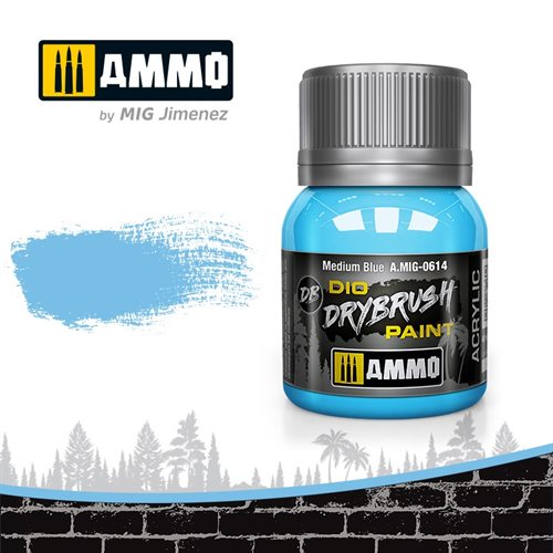 Ammo by MIG 0614 DRYBRUSH Medium Blue, 40 ml