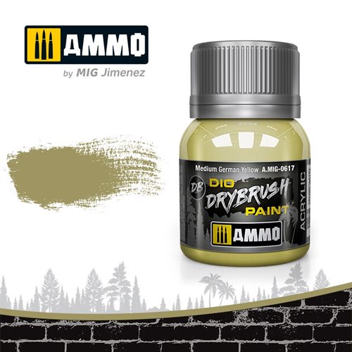 Ammo by MIG 0617 DRYBRUSH Medium German Yellow, 40 ml