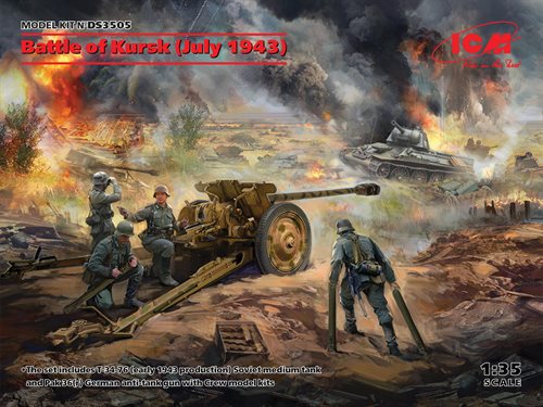 ICM DS3505 Battle of Kursk juli 1943 Sovjetisk T34-76, tysk PAK 36 med mandskab 1/35