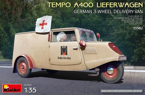 Mini Art 35382 TEMPO A400 LIEFERWAGEN. Tysk 3-hjulet DELIVERY VAN 1/35 