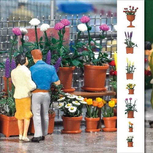 Busch 1209 Byggesæt til 20 forskellige blomster krukker, H0, 0