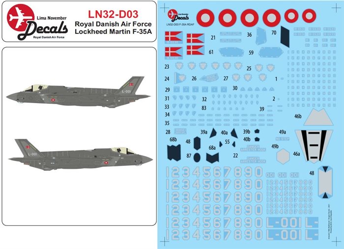 LN32-D03 Decals Royal Danish Airforce Lockheed Martin F35-A