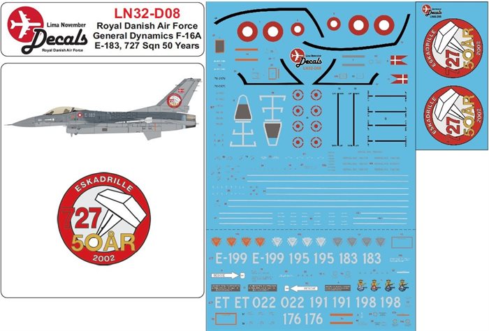 LN48-D08 Royal Danish Air Force F-16A E-183, 727 Sqn.50 years
