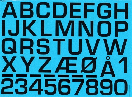 DMC Decals 39S RDAF bogstaver og tal - sorte decals, 24 mm høje