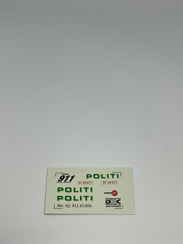 DMC Decals DP 911.43.026 Politi 1:43