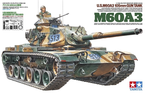 TAMIYA 35140 1/35 U.S. M60A3 105mm kanonkampvogn