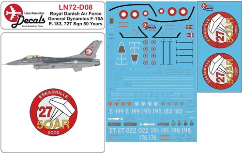 LN72-D08 Royal Danish Air Force F-16A E-183, 727 Sqn.50 years