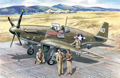ICM 48125 Mustang P-51B med US Airforce piloter og ground personel 1/48