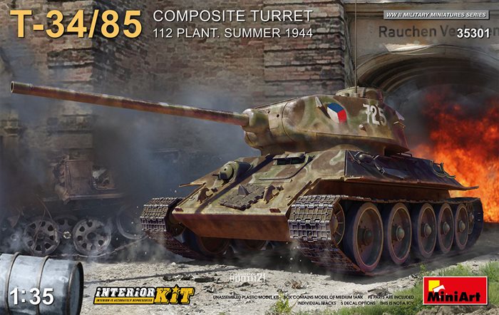 Mini Art 35301 T-34-85 Composite turret 112 plant sommer 44 interiør kit 1/35