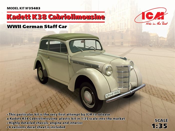 ICM 35483 Kadett K38 Cabriolimousine WWII Tysk stabsbil 1/35