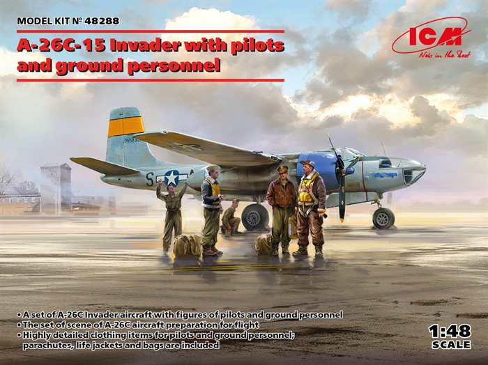 ICM 48288  A-26C-15 Invader med pilot og ground personel 1/48