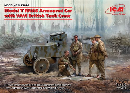 ICM 35670 Model T RNAS Armoured car with WWI British tank mandskab