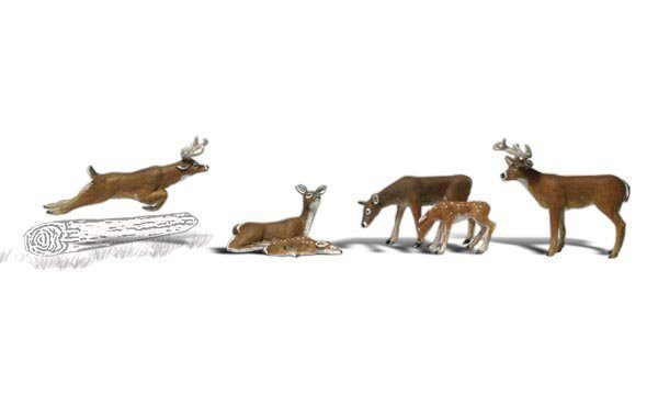 Woodland Scenics A1884 White tail rådyr, 6 dele , H0 