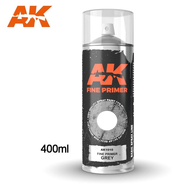 AK 1010 FINE PRIMER GREY SPRAY 400 ml – Includes a standard diffuser & fine diffuser.