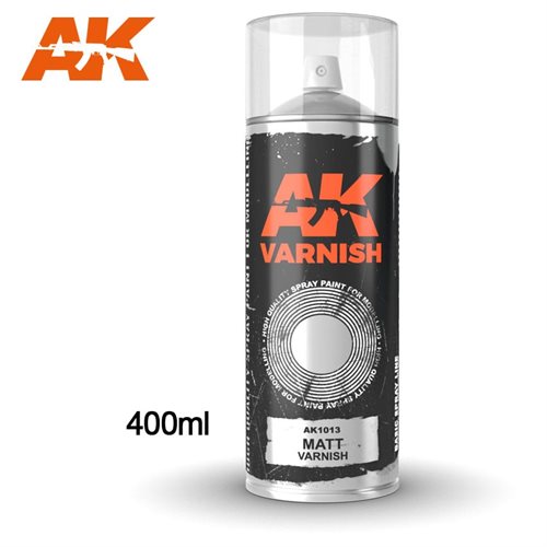 AK 1013 MATT VARNISH SPRAY 400 ML – Includes a standard diffuser & fine diffuser.