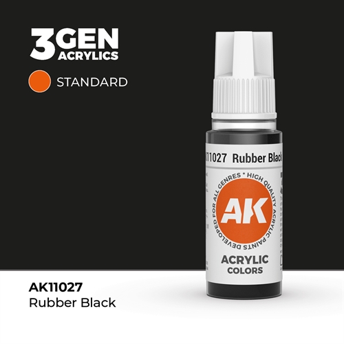 AK11027 Akryl maling, 17 ml, rubber black - standard