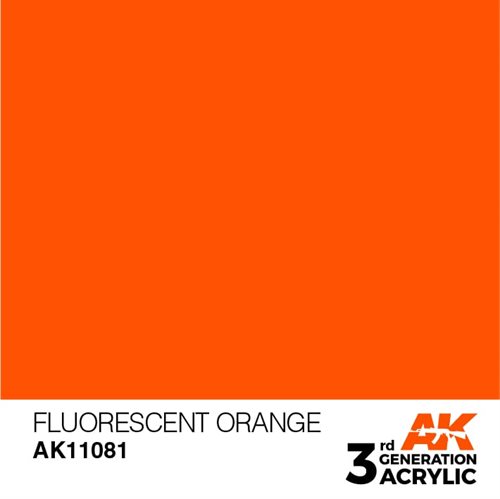 AK11081 Akryl maling, 17 ml, flourescent orange - standard