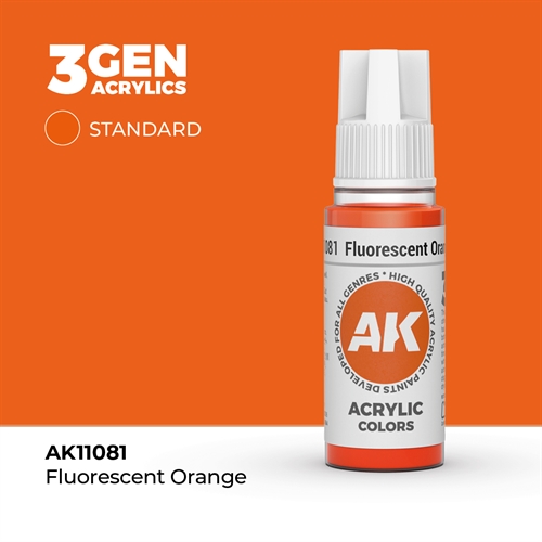 AK11081 Akryl maling, 17 ml, flourescent orange - standard