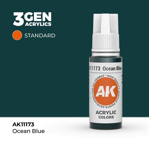 AK11173 Akryl maling, 17 ml, ocean blue - standard