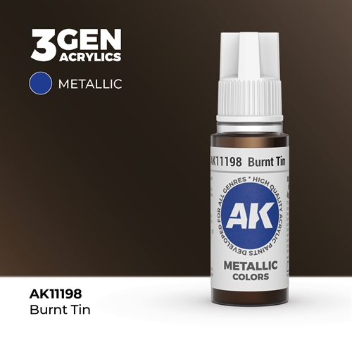 AK11198 Akryl maling, 17 ml, burnt tin - metallic