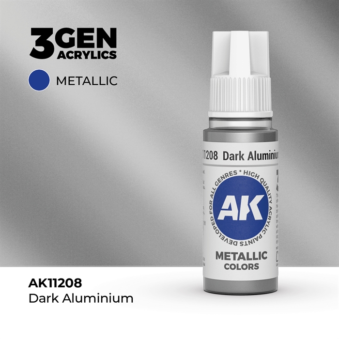 AK11208 Akryl maling, 17 ml, dark aluminium - metallic