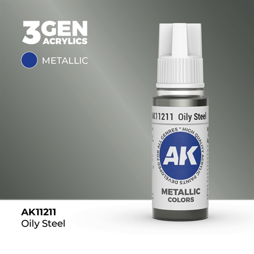 AK11211 Akryl maling, 17 ml, oily steel - metallic