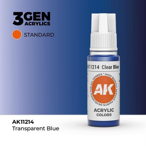 AK11214 Akryl maling, 17 ml, clear blue - standard