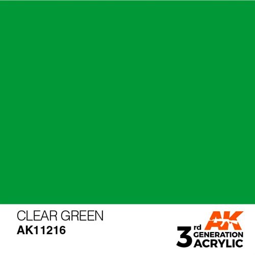 AK11216 Akryl maling, 17 ml, clear green - standard