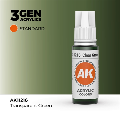 AK11216 Akryl maling, 17 ml, clear green - standard
