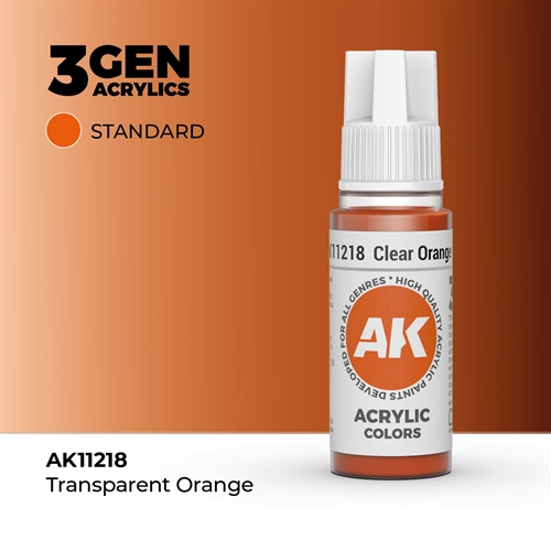 AK11218 Akryl maling, 17 ml, clear orange - standard