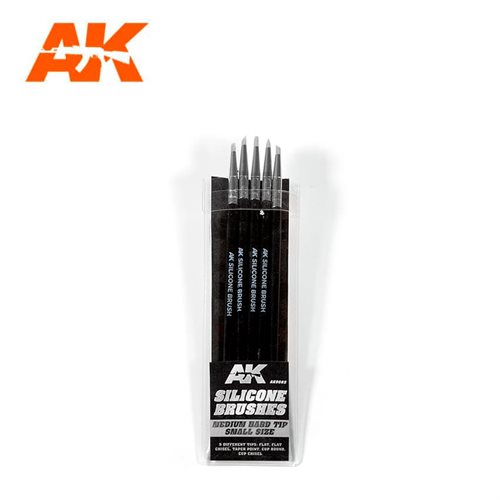 AK 9085 SILICONE BRUSHES MEDIUM TIP SMALL (5 SILICONE PENCILS)