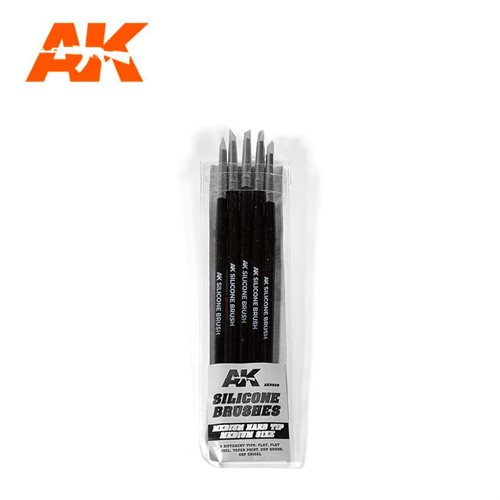 AK 9088 SILICONE BRUSHES HARD TIP MEDIUM (5 SILICONE PENCILS)