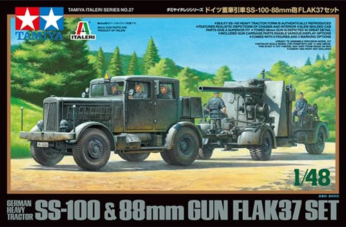 Tamiya 37027 German Heavy Tractor SS-100 & 88mm Flak 37 - 1:48