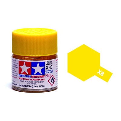 Tamiya 81508 Akryl maling, X-08, Lemon yellow, 10 ml