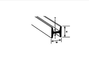 Plastruct 90541 Polystyren H profil, 1,6mm x 1,6mm x 0,5mm længde 25,4 cm, 10 stk