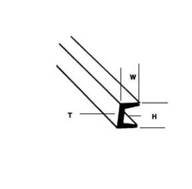 Plastruct 90581 Polystyren U profil, 1,6mm x 1,1mm x 0,4mm længde 25,4 cm, 10 stk