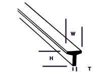 Plastruct 90561 Polystyren T profil, 1,2mm x 1,2mm x 0,4mm længde 25,4 cm, 10 stk