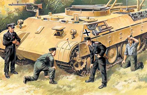 ICM 35211 Tysk kampvognsmandskab 1943-45 4 figurer, 1 officer, 1 sergent, 2 menige 1/35