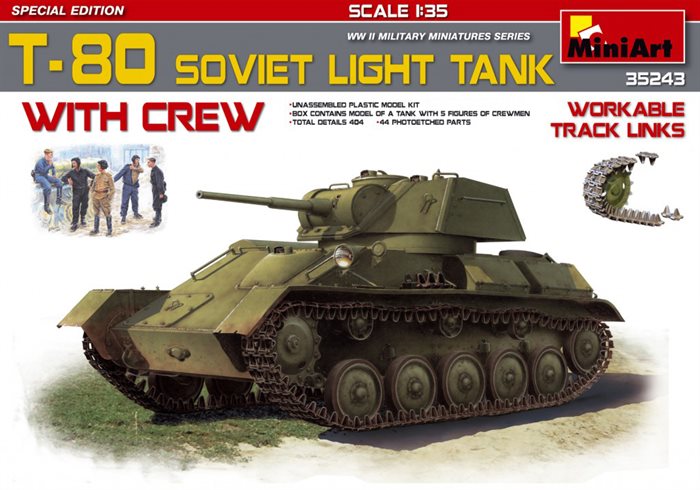 Mini Art 35243 T-80 Sovjet light tank med mandskab special edition 1/35