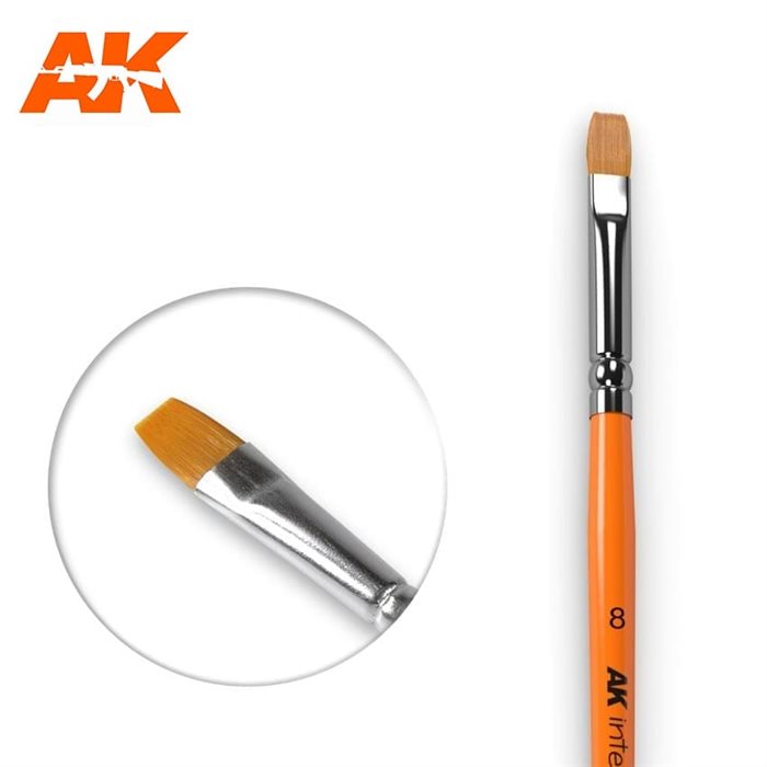 AK608 FLAT BRUSHES 8 SYNTHETIC