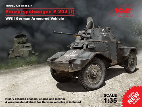 ICM 35374  Panzerspähwagen P204 (f) WWII Tysk armeret køretøj 1/35