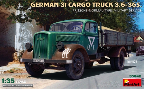 MiniArt 35442 GERMAN 3T CARGO TRUCK 3,6-36S. PRITSCHE-NORMAL-TYPE. MILITARY SERVICE 1/35